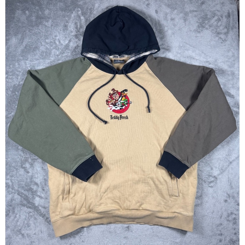 Looney Tunes X Teddy Fresh Hoodie Sweatshirt Mens 3XL Embroidered Colorblock